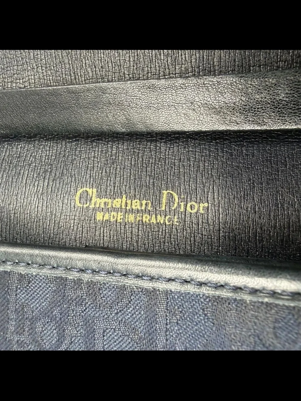 Dior Navy Monogram Shoulder Bag with Gold-Tone Logo